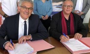 Pascal LEROUX, président de l'Université du Mans et Christophe BIGAUD, président de la Mutualité Française Pays de la Loire, renouvellent leur partenariat pour la Chaire ESS de l'université.